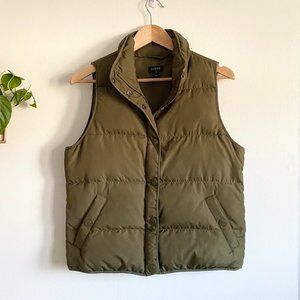 J. Crew Olive Green Puffer Vest